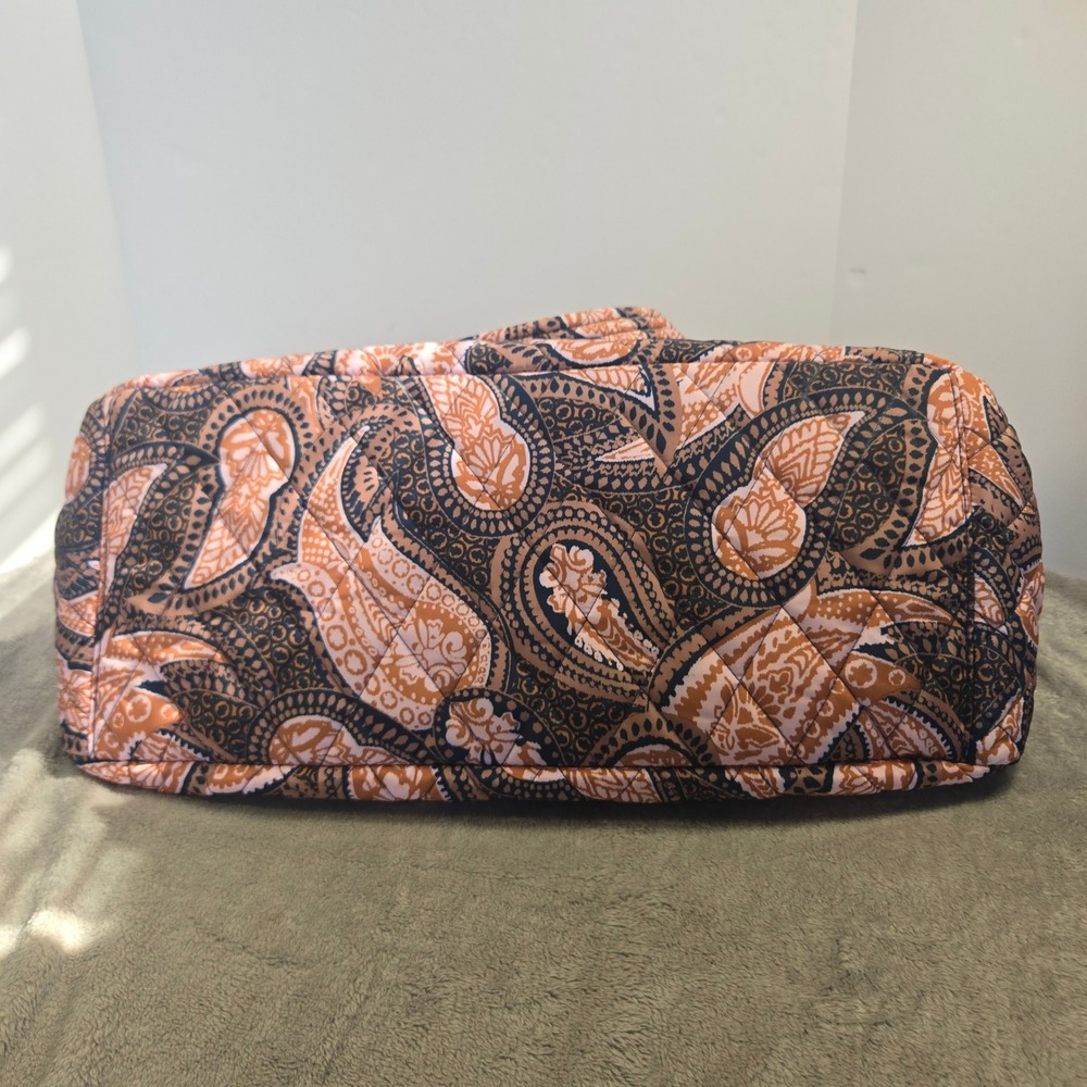 Vera Bradley Fern Paisley Large Travel Duffel Bag Orange Black Weekend Bag - Picture 5 of 9